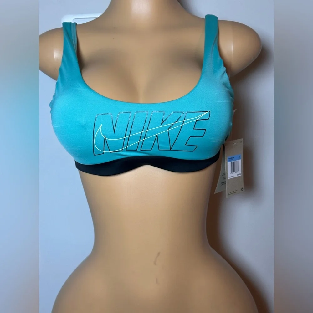 Nike Women's Aqua and Black Sports Bra
